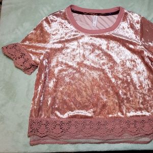 Pink Velvet Short Sleeve Top